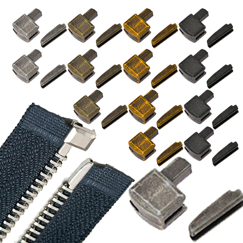 

5 Sets Zipper Repair Kit Metal Zipper Locks Stopper Open End Zipper for Sewing Accessories Zipper Sliders DIY For Clothes New