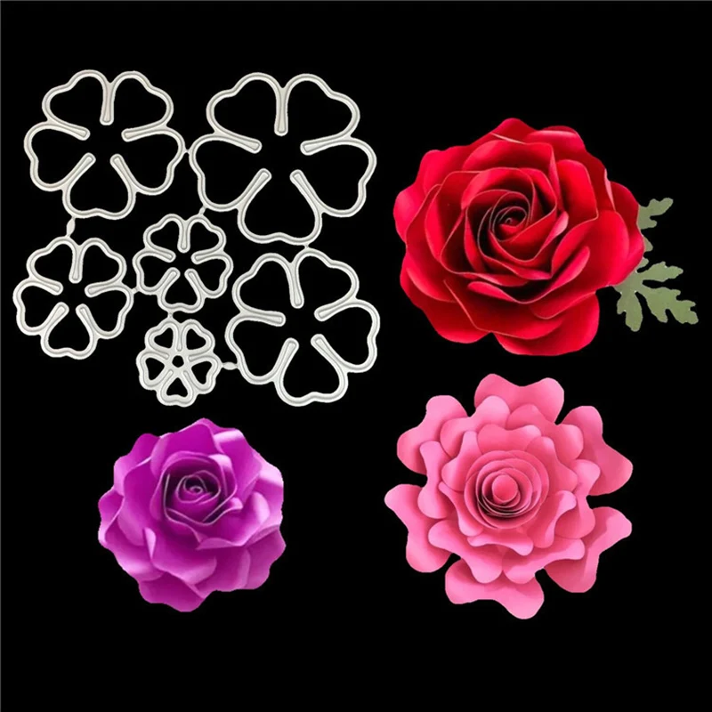 장미꽃 커팅 다이 스텐실, 스크랩북 엠보싱 DIY 공예 다이, 3D, 1PC