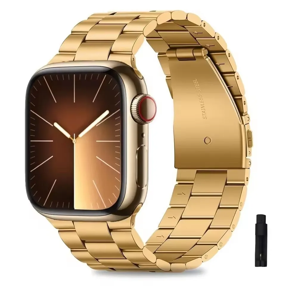 ตัวเลือกสินค้า สายโลหะสีเงินสุดหรูสำหรับ Apple Watch หลายขนาด