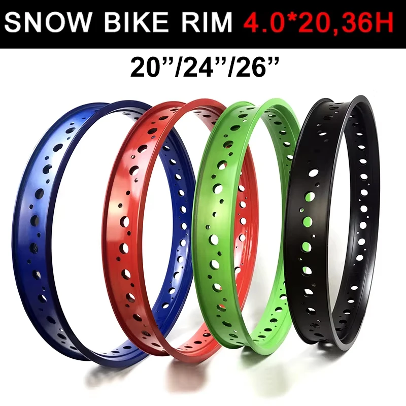 Paire De Roues VTT Neige 20 Pouces, Larges 80mm, 36 Trous, Freins Disque, Jeu Complet