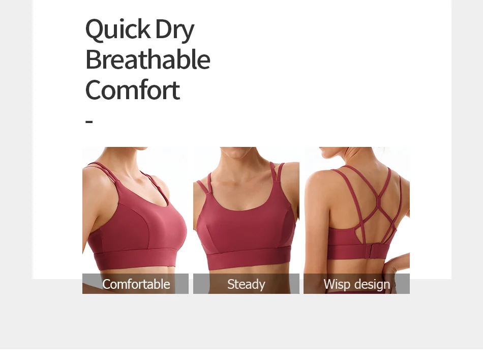 Description Picture 6 of itemWomen's Camisole Sports Bra Comfort Sexy Push Up Nylon Bra Yoga Gym Fitness Workout Bra Sports Back Buckle Cross Bra S-2XL