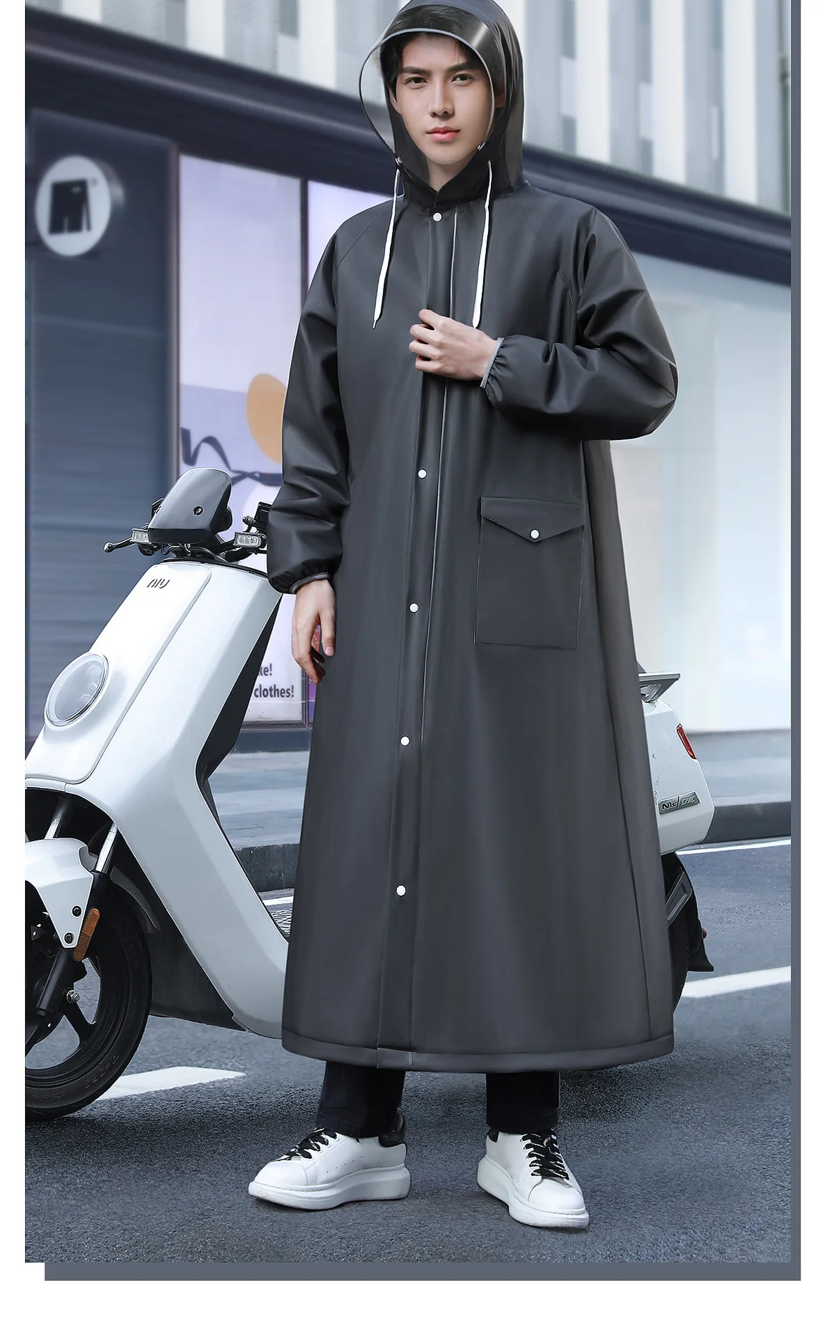Extended Fashion Raincoat for Men - Waterproof EVA Men's Rain Poncho for All Road Bicycle Adventures