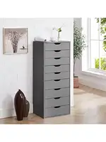 Naomi Home 9 Drawer Chest Wood Storage Dresser Cabinet Without Wheels Large Craft Storage Organizer Makeup Drawer Unit f 1