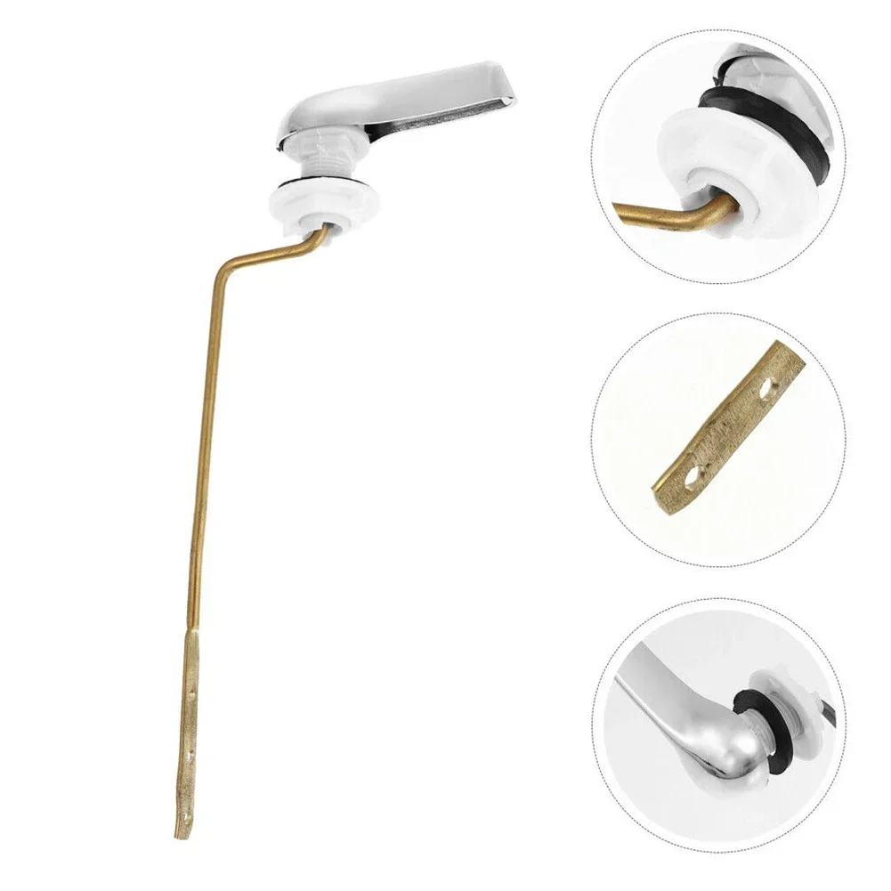 Toilet Tank Flush Lever Universal Toilet Tank Flush Lever Chrome Finish Handle Fitting Assembly Replacement Tools Tank Accessory Bathroom Tools