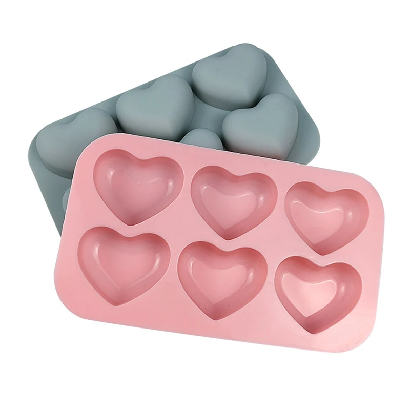 6 Cavities Valentine Heart Silicone Soap Mold DIY Love Soap Making