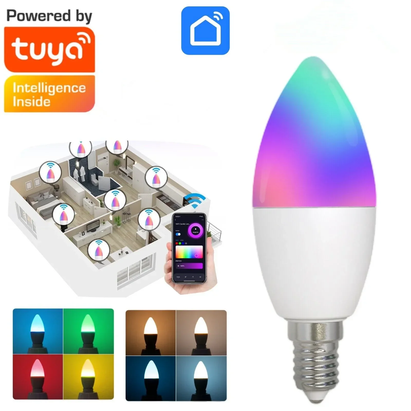 Smart Led Light Bulbs Smart Led Bulb Tuya E14 Candle Lamps