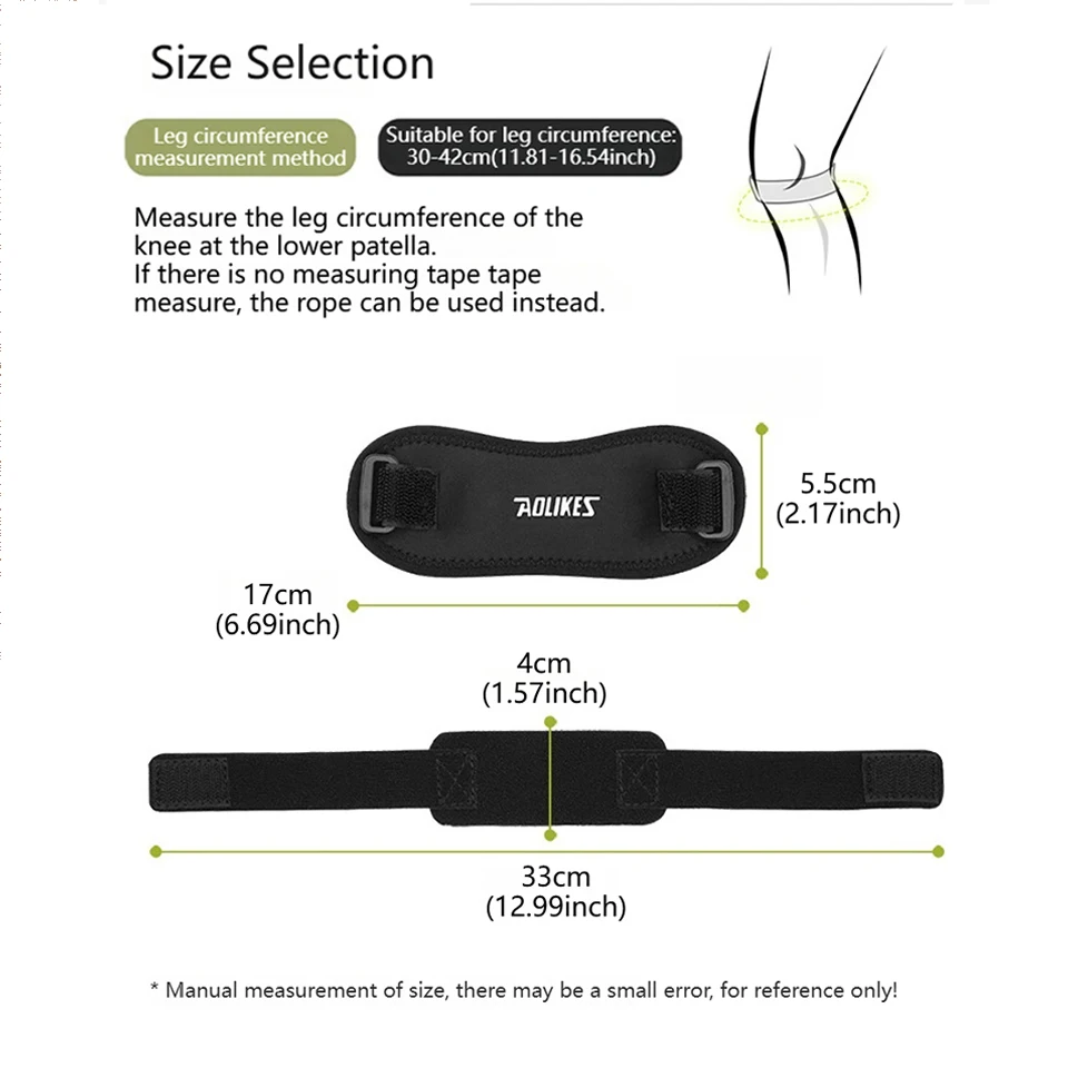 AOLIKES 1PCS Knee Band for Knee Pain Relief, Support Brace Patella Tendon Knee Strap for Hiking,Soccer,Basketball,Running,Tennis