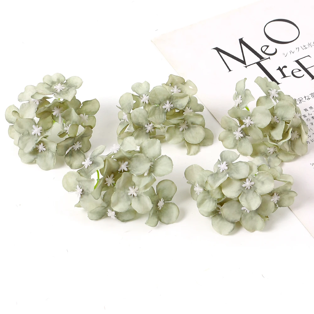 Set of 10 Artificial Hydrangea Flowers for Decoration and Crafting