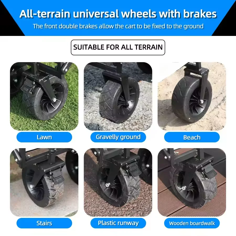 Heavy Duty Large Capacity Fold Wagon Collapsible Folding Utility Beach Cart Wagon Ourdoor Trolley Portable Garden Camping Cart