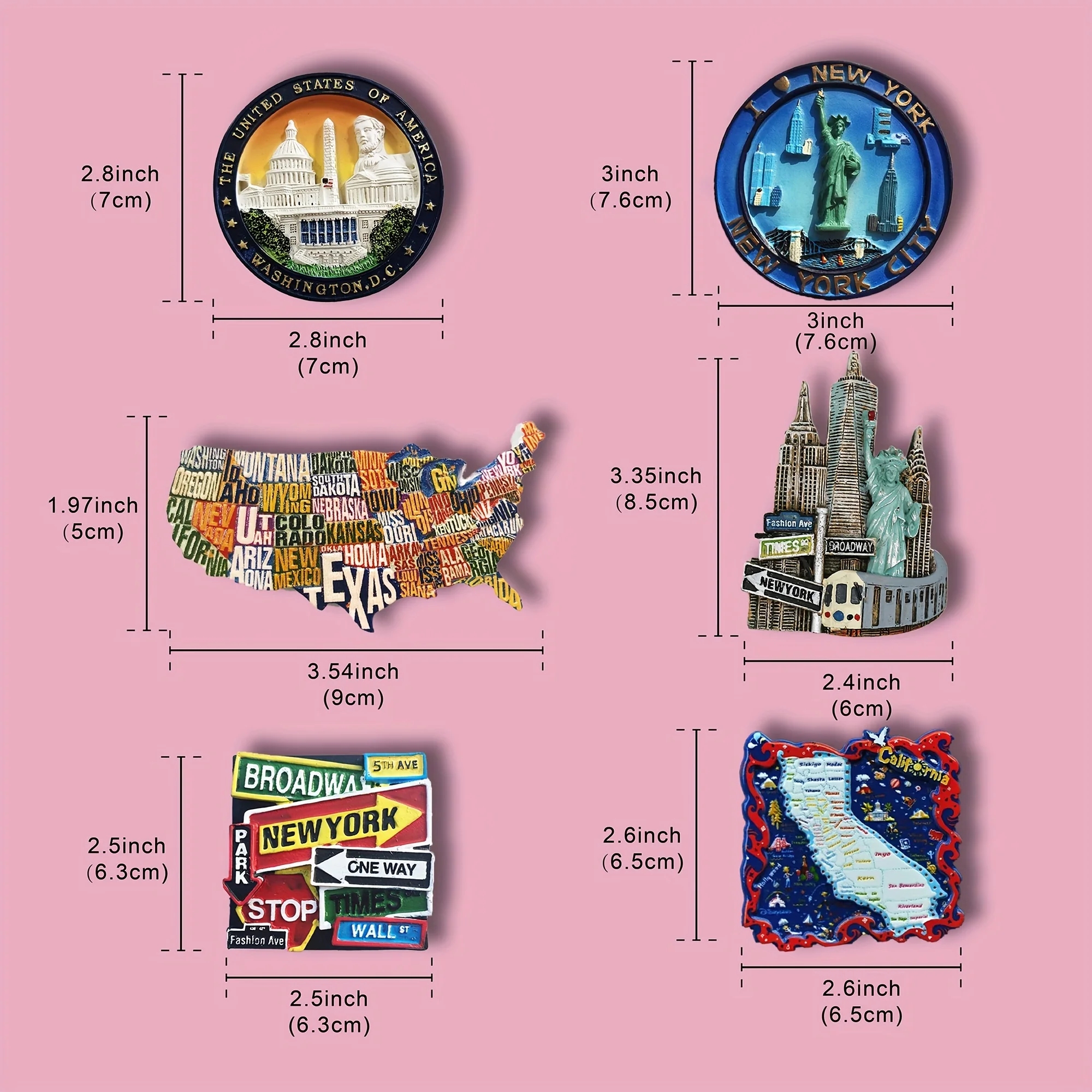 USA Tourism Fridge Magnet Souvenir New York Washington Map Landscape Refrigerator Stickers Gift Set Home Decoration