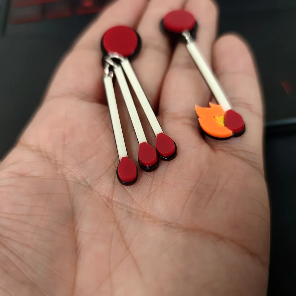 KUGUYS Matchstick-Ohrringe für Damen, Acryl, neuartig, modisch, lustiger Schmuck, Cosplay-Zubehör – Detail 9