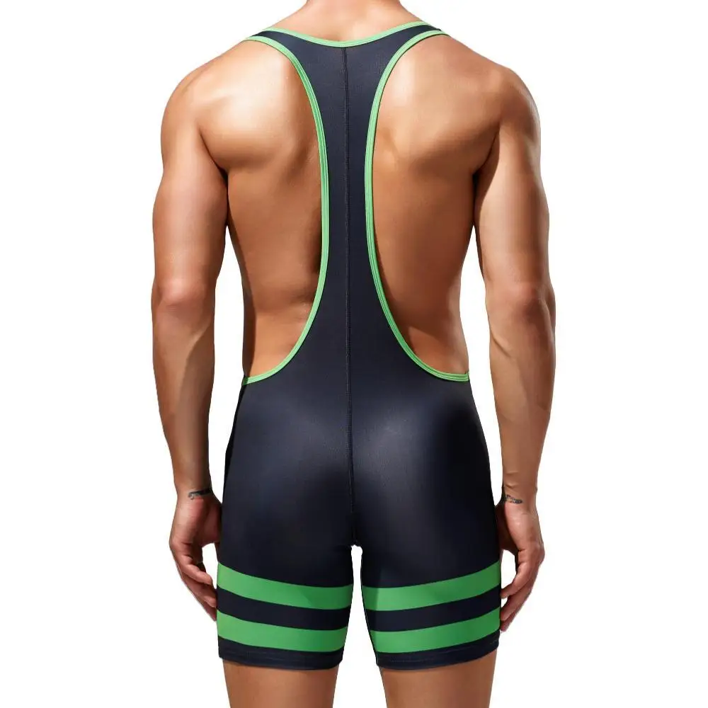 Men Bodysuit Sports Gym Athletic Supporters Undershirts Vest Boxers Wrestling Singlets Jumpsuits Bodybuilding Leotard