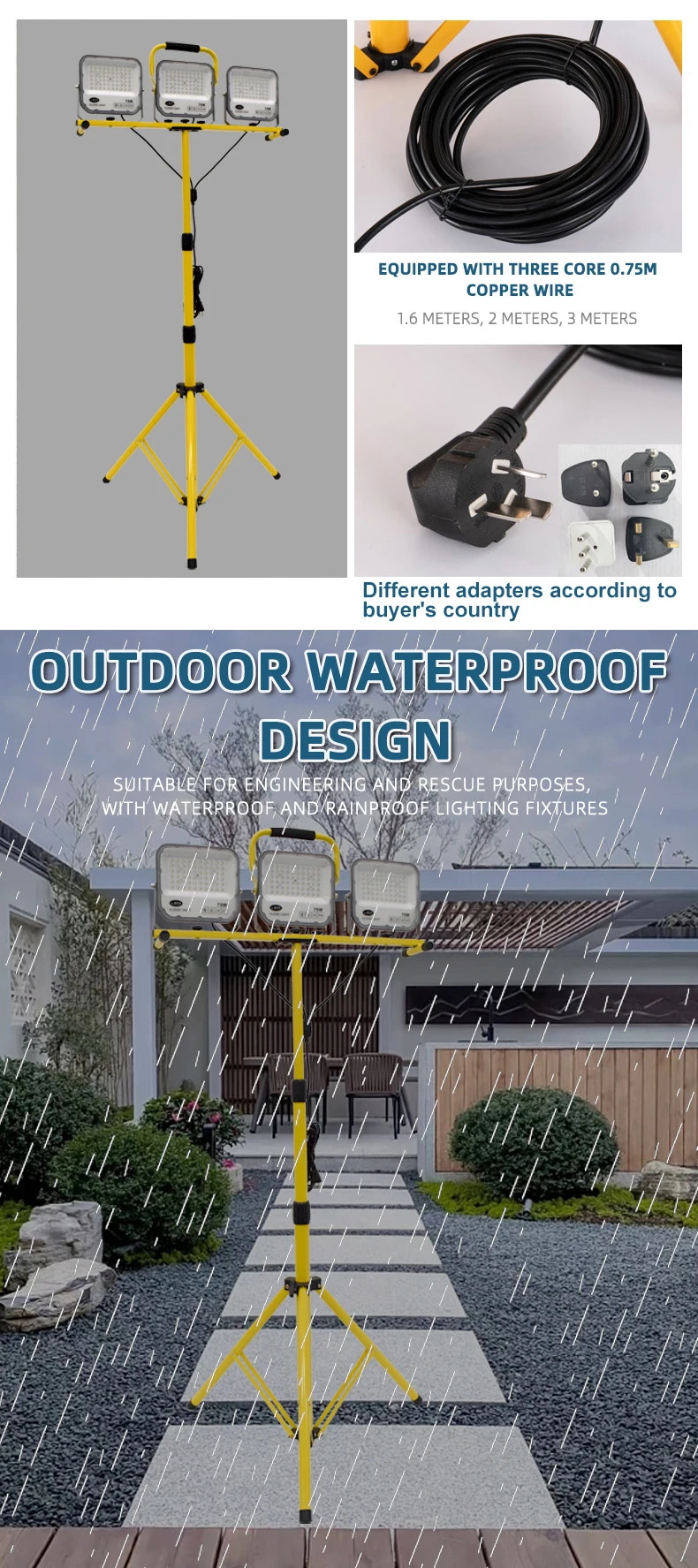 Description Picture 4 of itemLed Work Light Portable Outdoors Tripod Camping Lamp Spotlight SMD Telescopic Pillar Lamps Collapsible Outdoor Picnic Lights