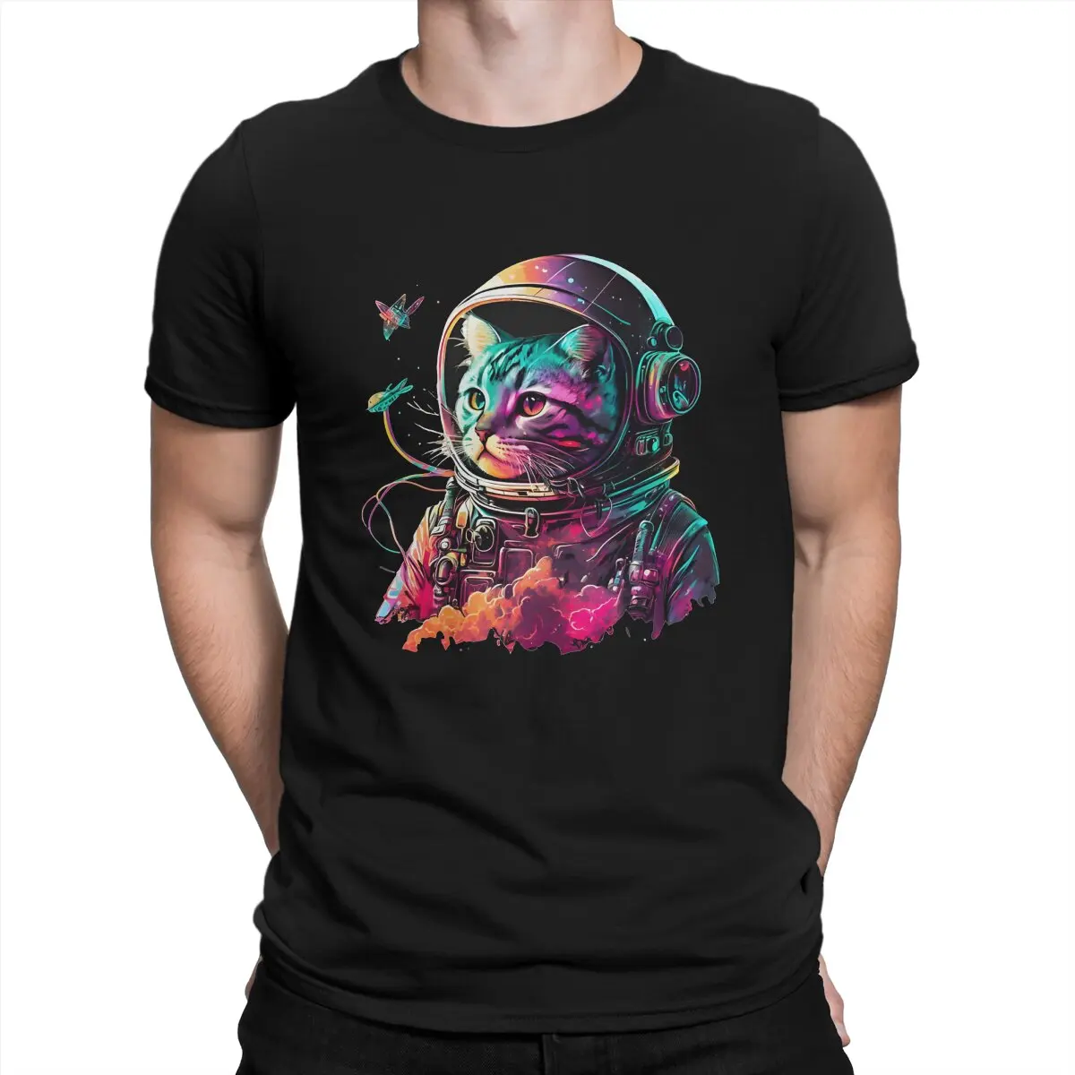 

Cat Colorfull Men's T Shirt The Martian Astronaut Hipster Tees Short Sleeve Round Collar T-Shirt 100% Cotton 6XL Clothes