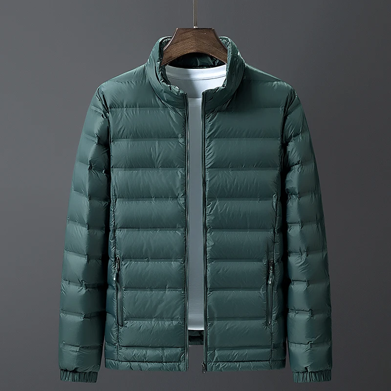 남성용 경량 다운 재킷, 청소년 캐주얼 스탠드 칼라, 화이트 덕 다운 코트, 플러스 사이즈, 5XL, 6XL, 7XL, 8XL, 가을, 겨울, 신상