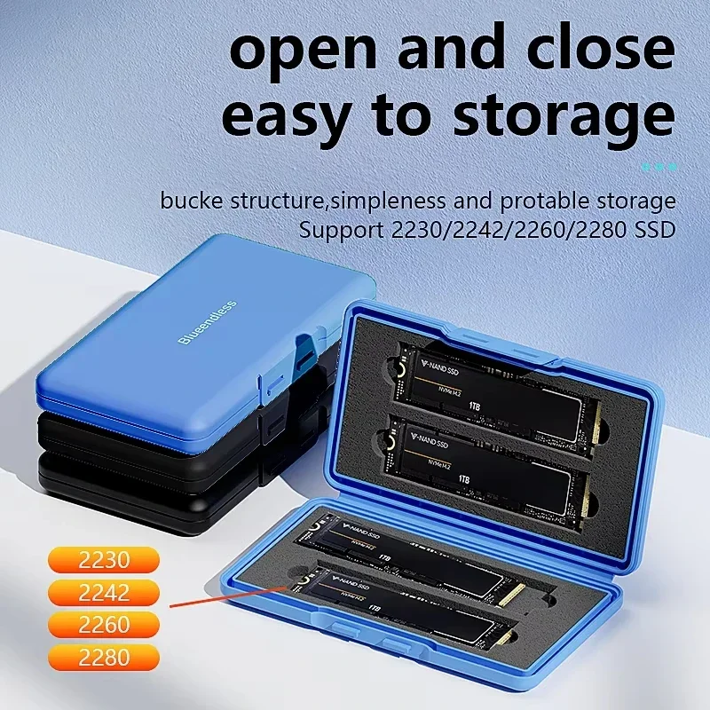 Compact Shockproof 4-Slot M.2 SSD Storage Enclosure Box