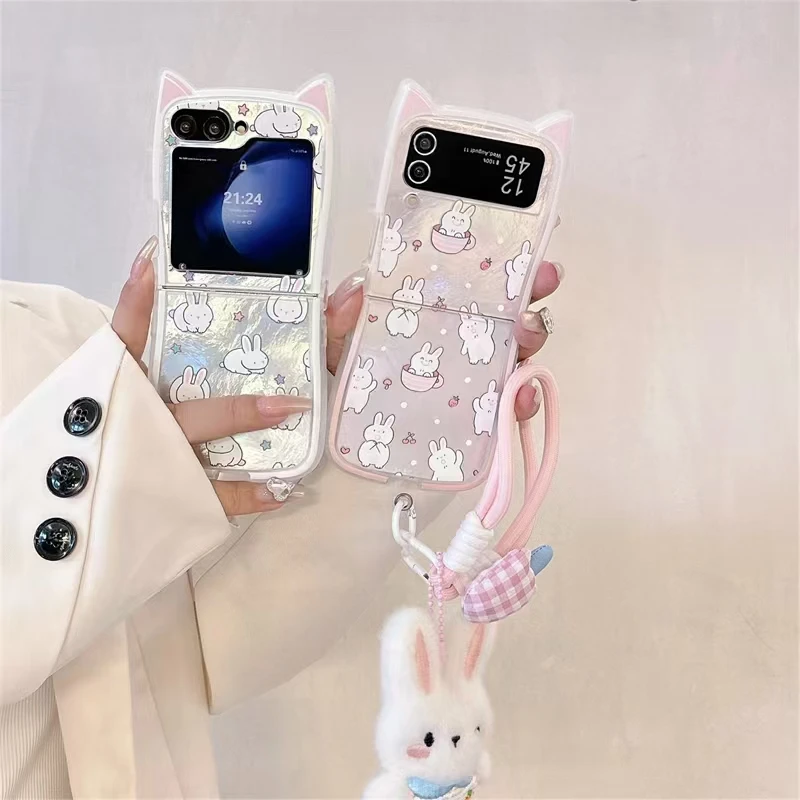 Coque de protection arrière en peluche avec cordon pour Samsung Galaxy Z Flip 3, 4, 5 et 6_voghion.com