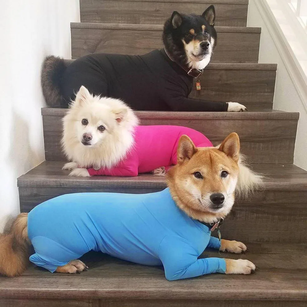 

Dog Onesie Clothes Shedding of Dog Hair for Home Car Travel Anxiety Calming Shirt Surgery Recovery Body Jumpsuit for Large Dogs
