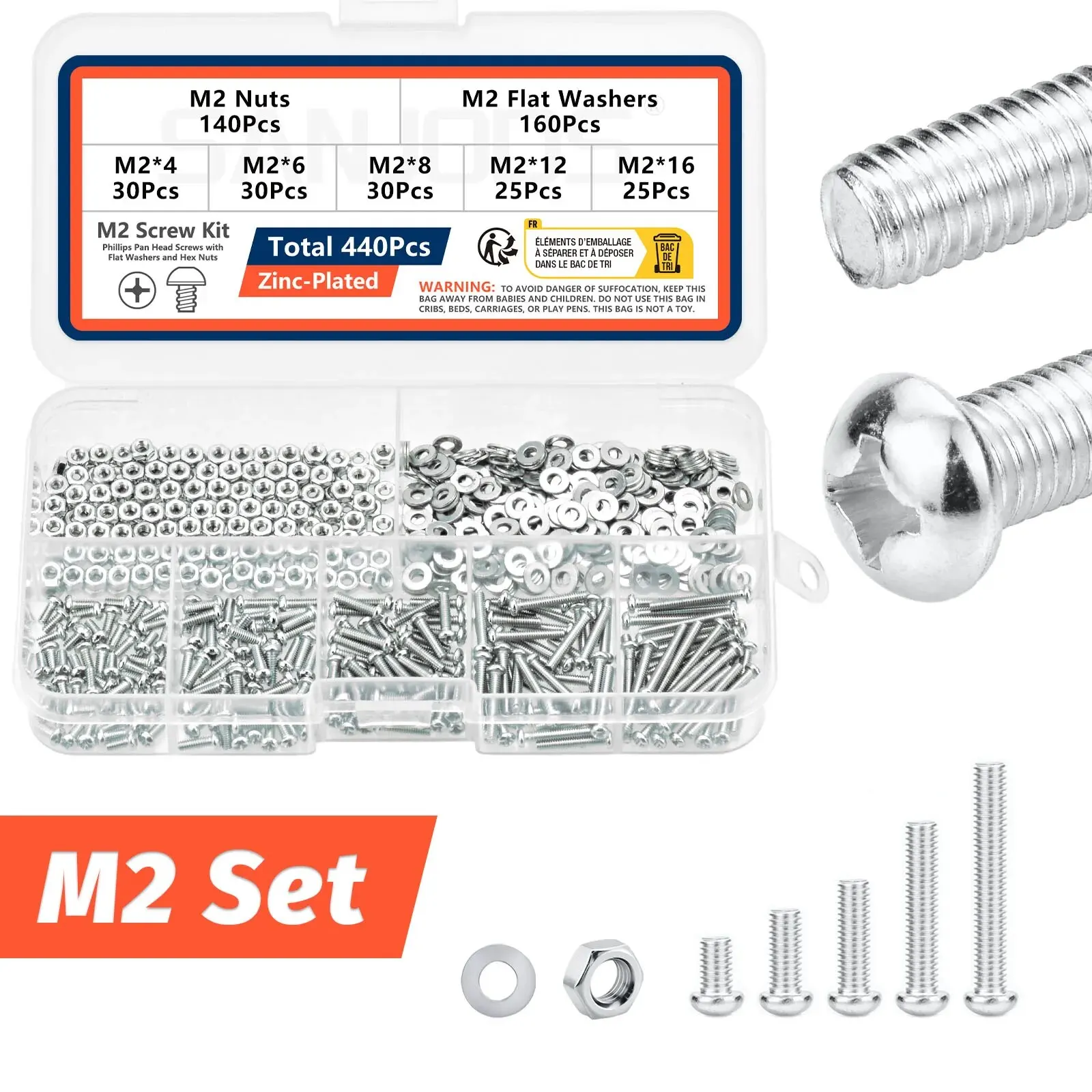 Newlng 520pcs Kit Viti E Bulloni M3 M4 M5 M6 Con Dadi E - Foto 4