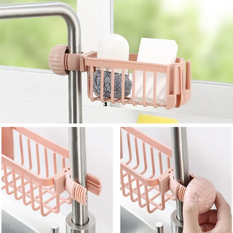 Kitchen Sink Caddy Organizer,Organization and Storage Sponge Drainage basket,Removable Hanging Faucet Rack for Kitchen Bathroom