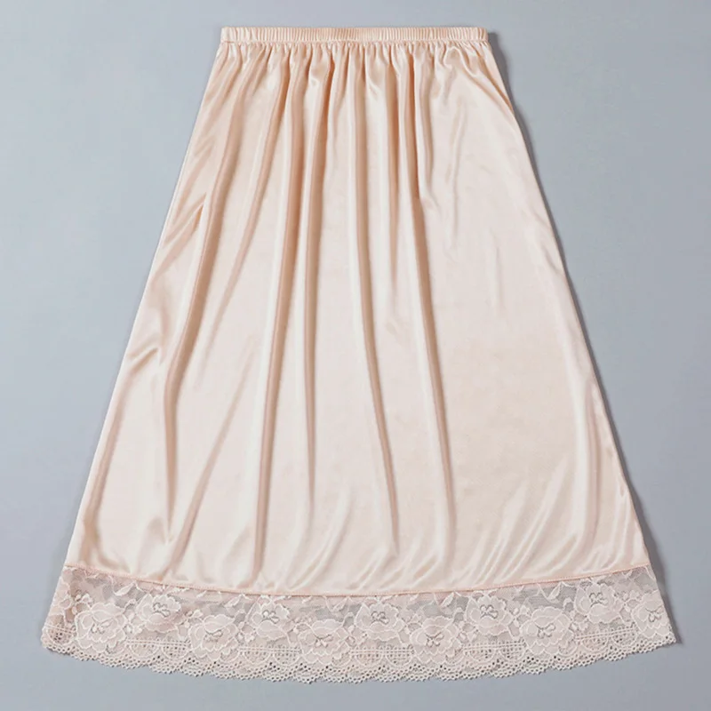 

Sexy Lace Underskirt Half Slips Women Summer Plus Size Elastic Waist Inner Petticoat Skirt Safety Underskirt Lining Slips 60CM