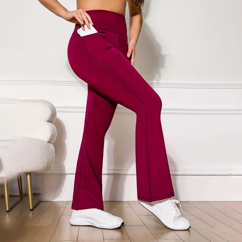 Жіночі штани для йоги Bootcut Штани для йоги з високою талією та кишенями для жінок Робочі штани Bootleg Штани для тренувань