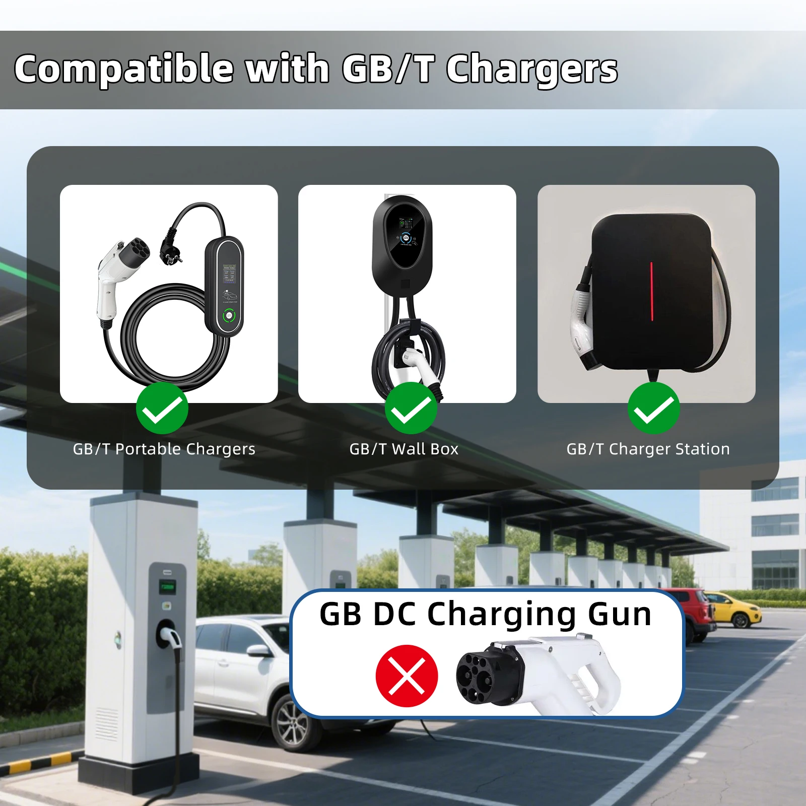 EVqiaoyi GBT to type 2 adapter Converter AC 32A 22kw for EV Charging adaptador GB/T a tipo 2 Standard EV Charger type2 Adaptor