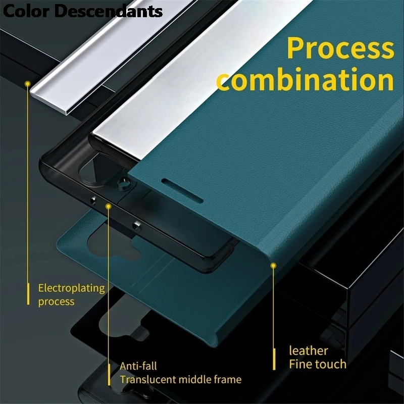 Luxury 6D Electroplated Leather Flip Case For Xiaomi Redmi 13C Poco C65 4G Magnetic Book Stand Coque Redmi13C PocoC65 4G Cover 3