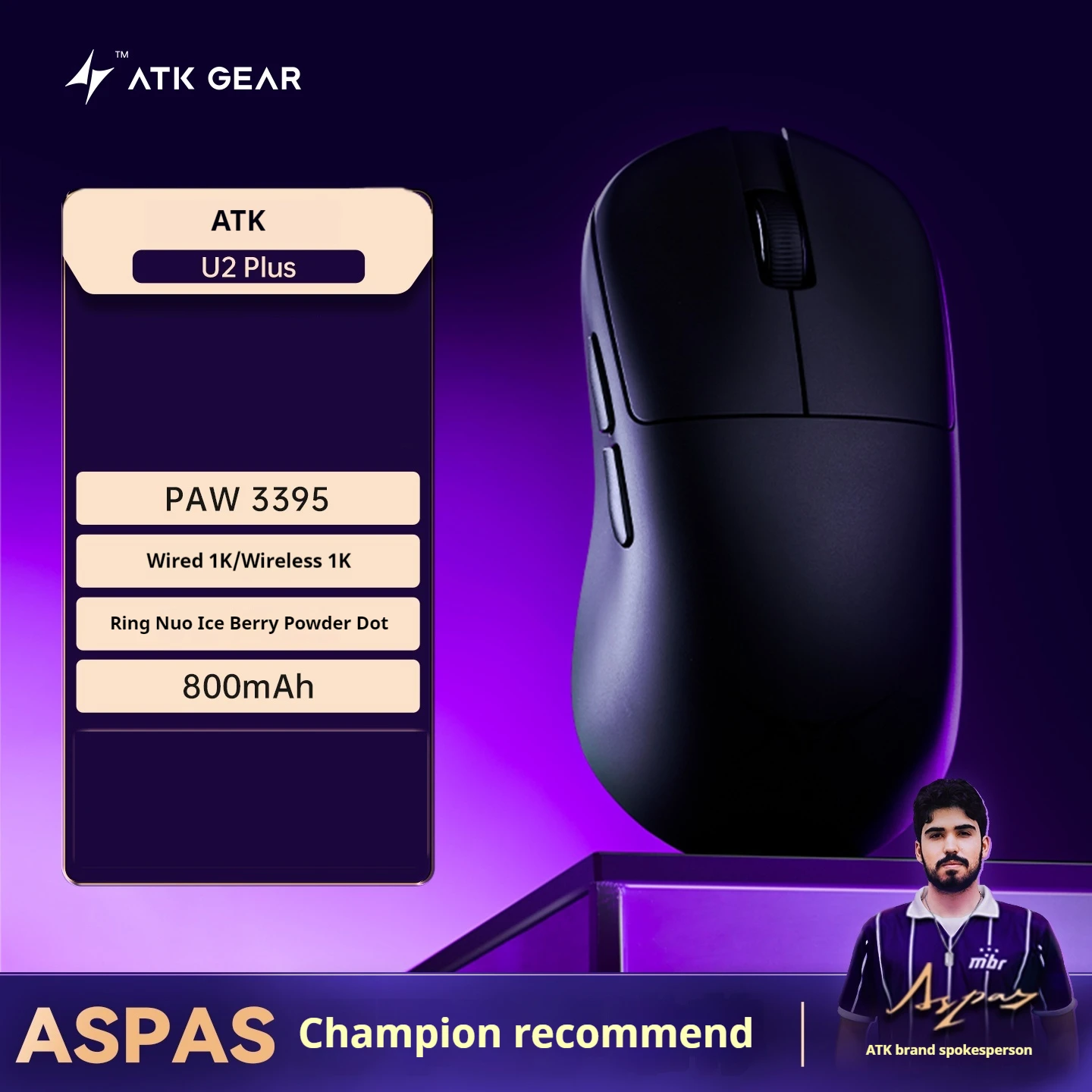 New ATK U2 Ultimate Gaming Mouse Lightweight Wireless Bluetooth E