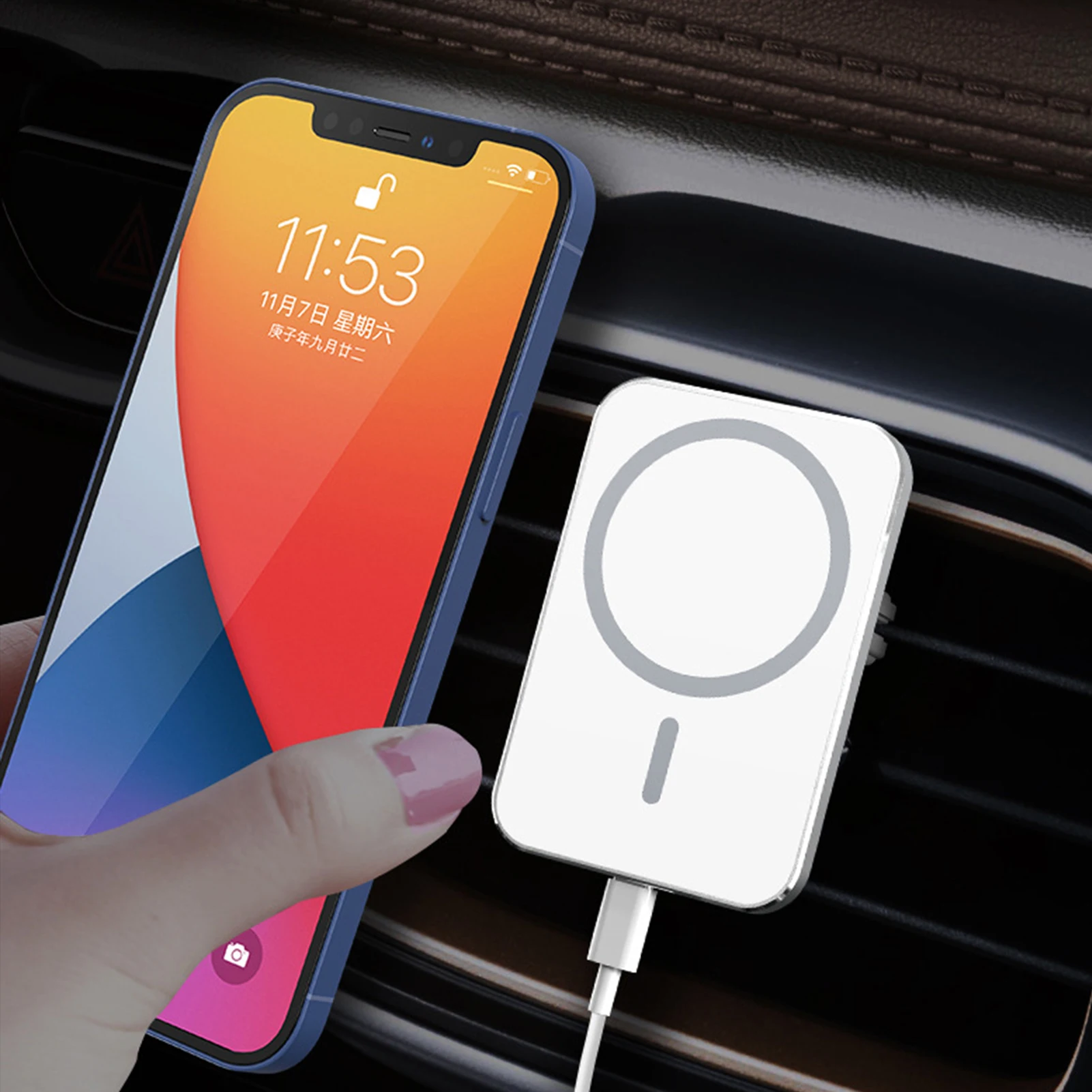 

15W Mags-afing Wireless Charger Car Holders 360 Degree Rotation QC 3.0 Fast Charger For The IPho-ne12 Series Car Accessories