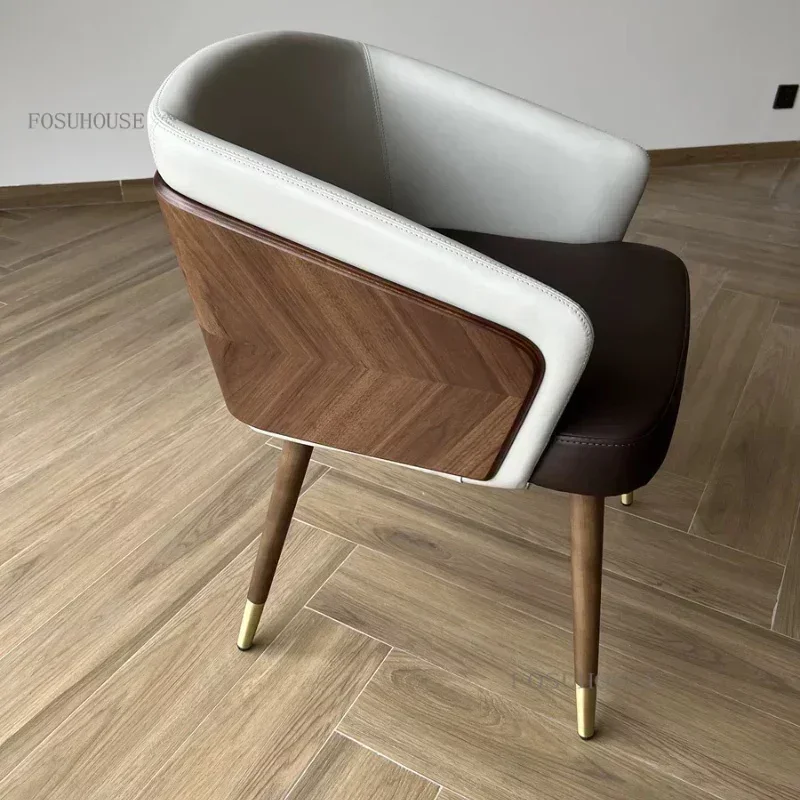 Luxury Modern Dining Chairs Wooden Backrest Armchair Minimalist Lounge Dining Chair Comfortable Room Furniture
