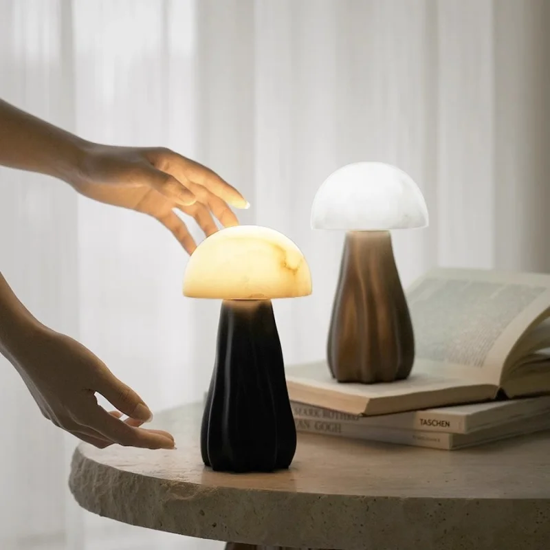 -Border Natural Marble Mushroom Lamp Table Lamp Mid-Ancient Ambience Light&ldquo;Peace and prosperity&rdquo;Ornaments