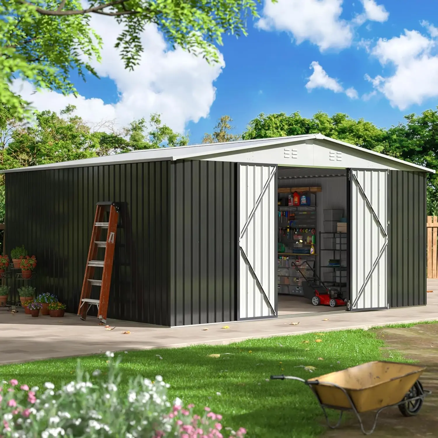 Outdoor metal storage shed image 1