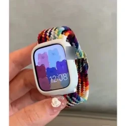 Chic Korean Braided Nylon Strap with Case - Cute Bracelet for Series456SE 44MM (Rainbow)