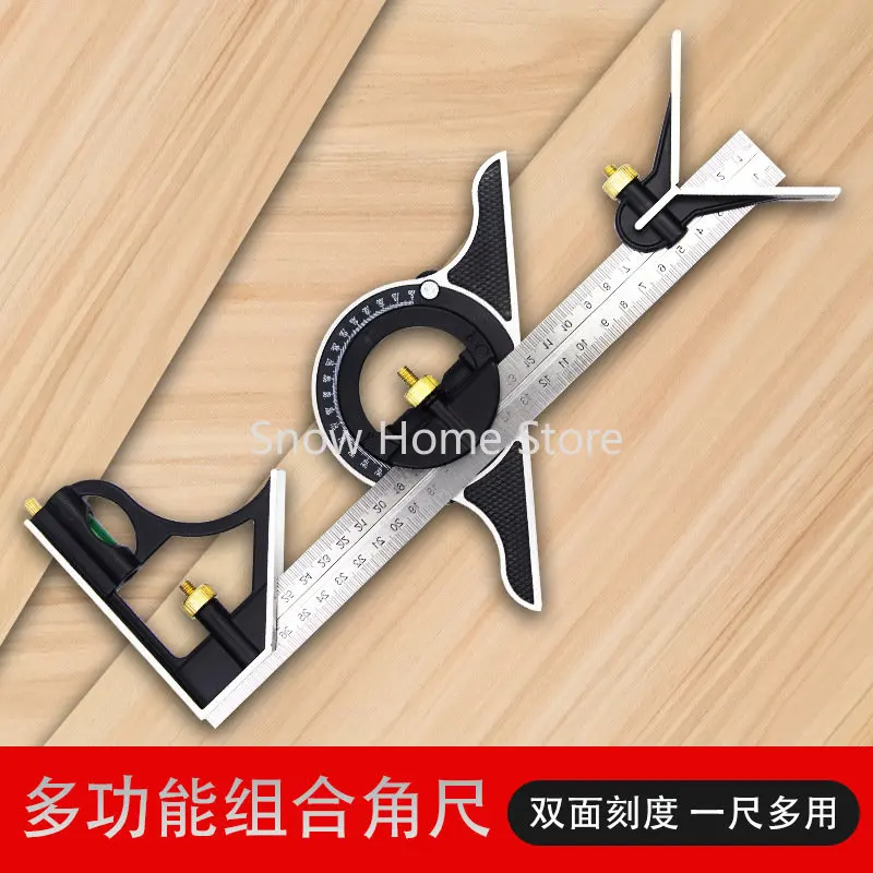 300mm Multi-Functional Combined Angle Ruler Horizontal Movable Right Angle  Ruler 45 Degrees Measuring Circle Center Angle Ruler