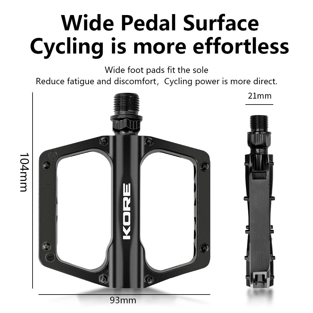 KORE 001DK Road Bicycle Pedals Double Bearing Flat Platform