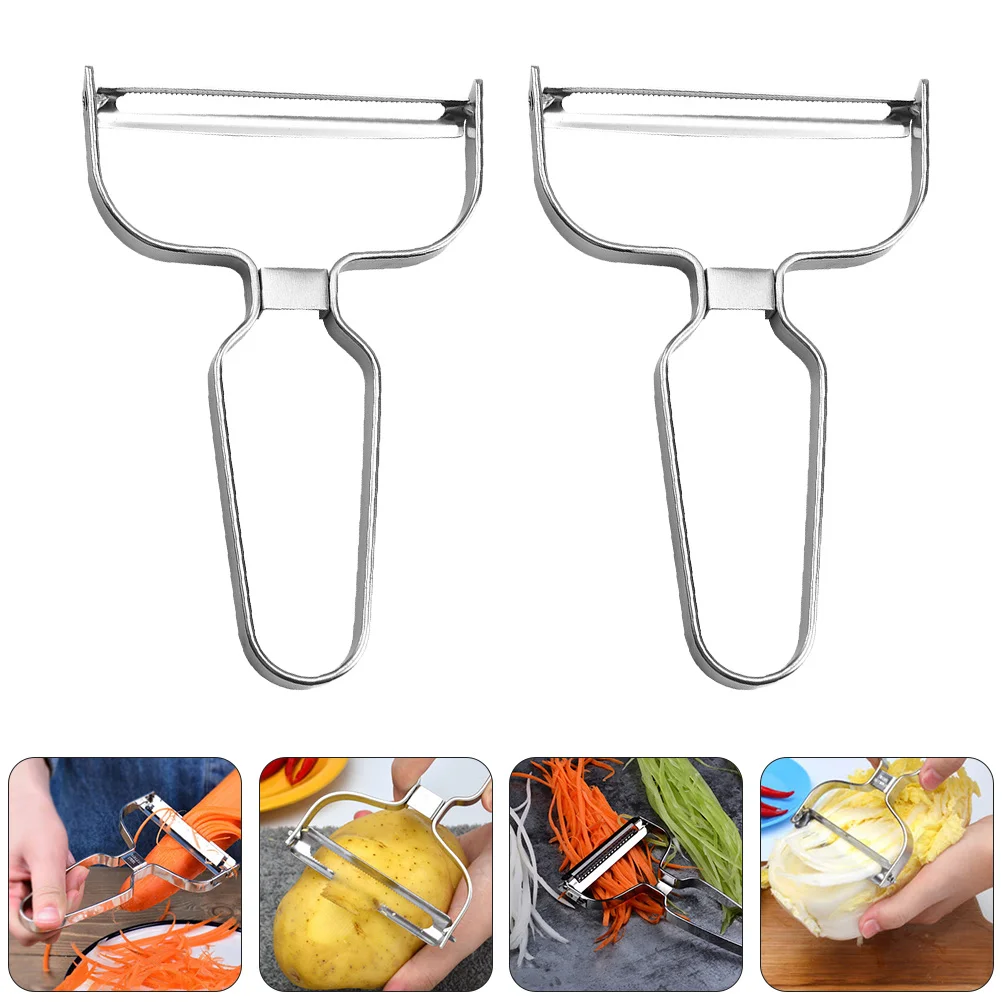 2pcs Kitchen Multipurpose Peelers Stainless Steel Potato Peelers Fruit