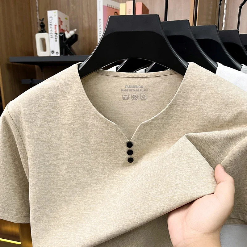 Mens Henley Neck T Shirts Short Sleeve Casual Soft Breathable Comfortable Fashion Tops for Men Daily Wear Summer Streetwear