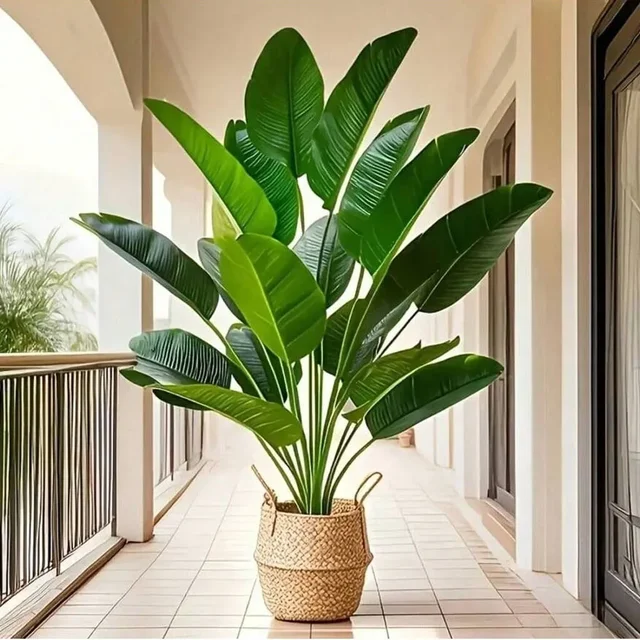1pc 18 Leaves Artificial Plants Large Tropical Palm Tree Fake Banana Plants Leaves Real Touch for Home Garden Party Decor 2025