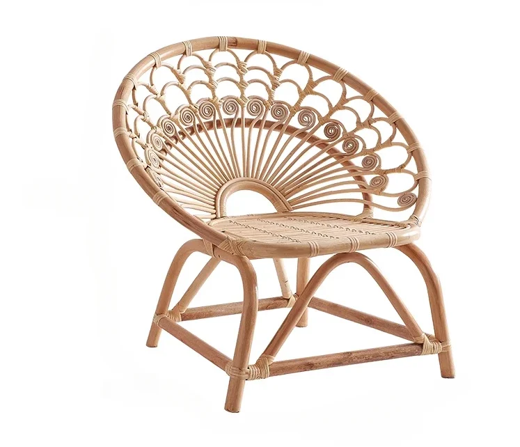 

Rattan Chair Living Room Balcony Leisure Home Backrest Armrest round Mouth Chair Peacock Chair