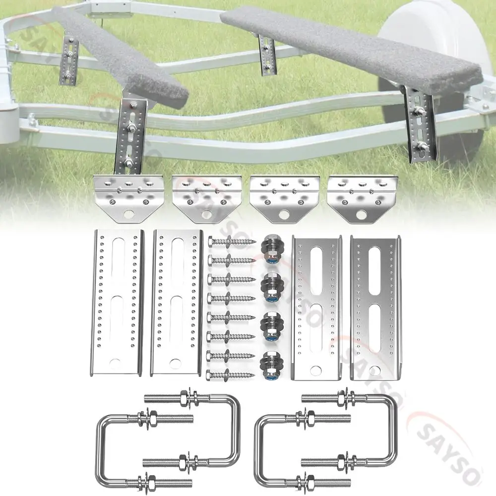 4PCS 8" Boat Trailer Bunk Bracket Galvanized Swivel Top Bunk Bracket Kit For 1.5"x3", 2"x3", 3"x3" Boat Trailer Crossmember