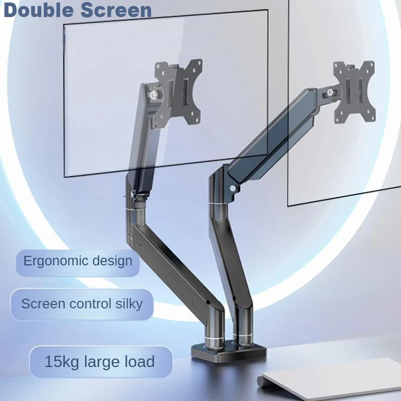 Dual Monitor Arm Holds Up To 20kg Desk Mount Stand Adjustable Height and Angle for 14 To 32 Inch Screens