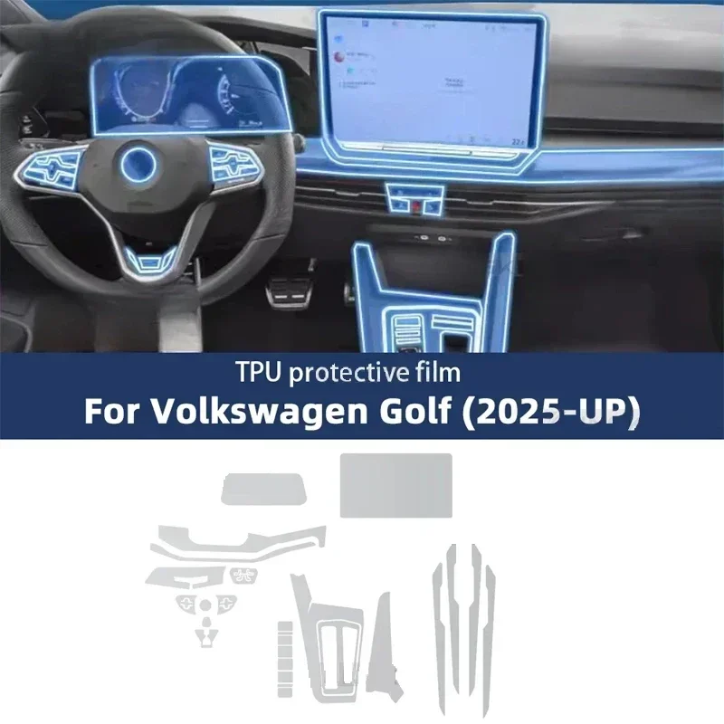 폭스바겐 VW 골프 8.5 2025 골프 8 MK8.5/7 2024 인테리어 필름 투명 TPU 기어 패널 GPS 센터 콘솔 PPF 보호