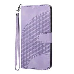 Luxurious 3D Lattice Leather Flip Stand Wallet Case for Redmi A5 4G (YX0060-Light Purple)