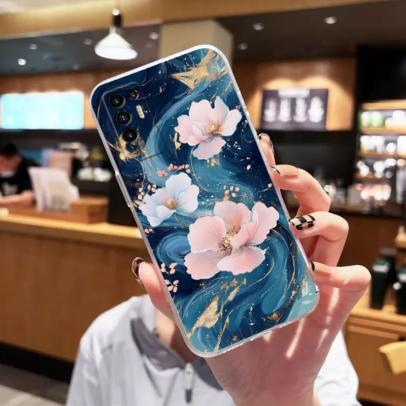 Floral Clear Shockproof Soft Silicone Protective Phone Case Cover