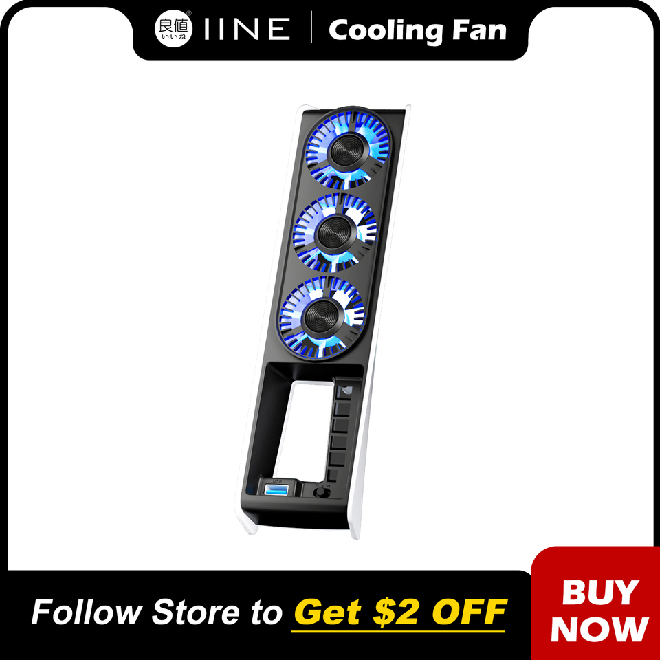 IINE PS5 Slim Intelligent Temperature-Controlled Cooling Fan Low-noice Working Compatible with PS5 Slim Disc & Digital Edition
