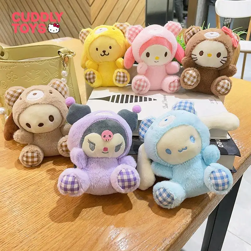 

Kawaii Sanrio Plush Keychain Doll Toys Hello Kitty Melody Kuromi Cinnamoroll Cartoon Animal Stuffed Pendant Backpack Decor Gifts