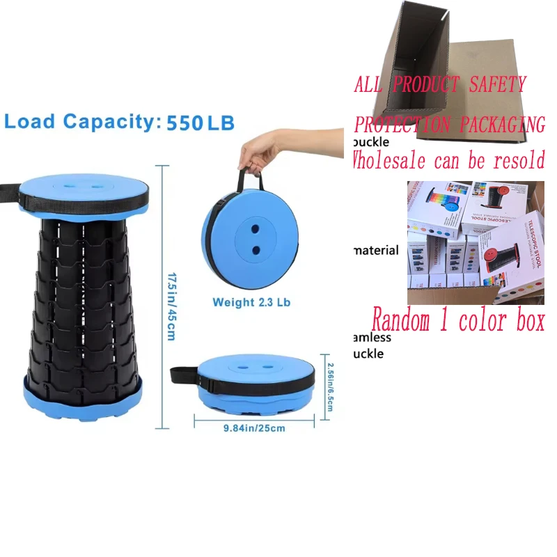 Folding Telescopic Stool Storage Stool Outdoor Travel Folding Adjustable Plastic Fishing