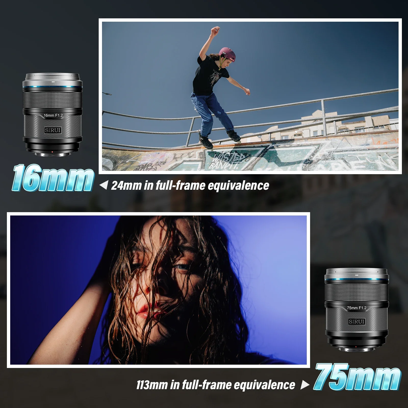 시루이 스나이퍼 16mm 75mm 자동 초점 렌즈 ( E APS-C 시네 렌즈 F1.2 울트라 조리개 STM 아이 AF) 니콘 Z, 후지 X 카메라 렌즈용