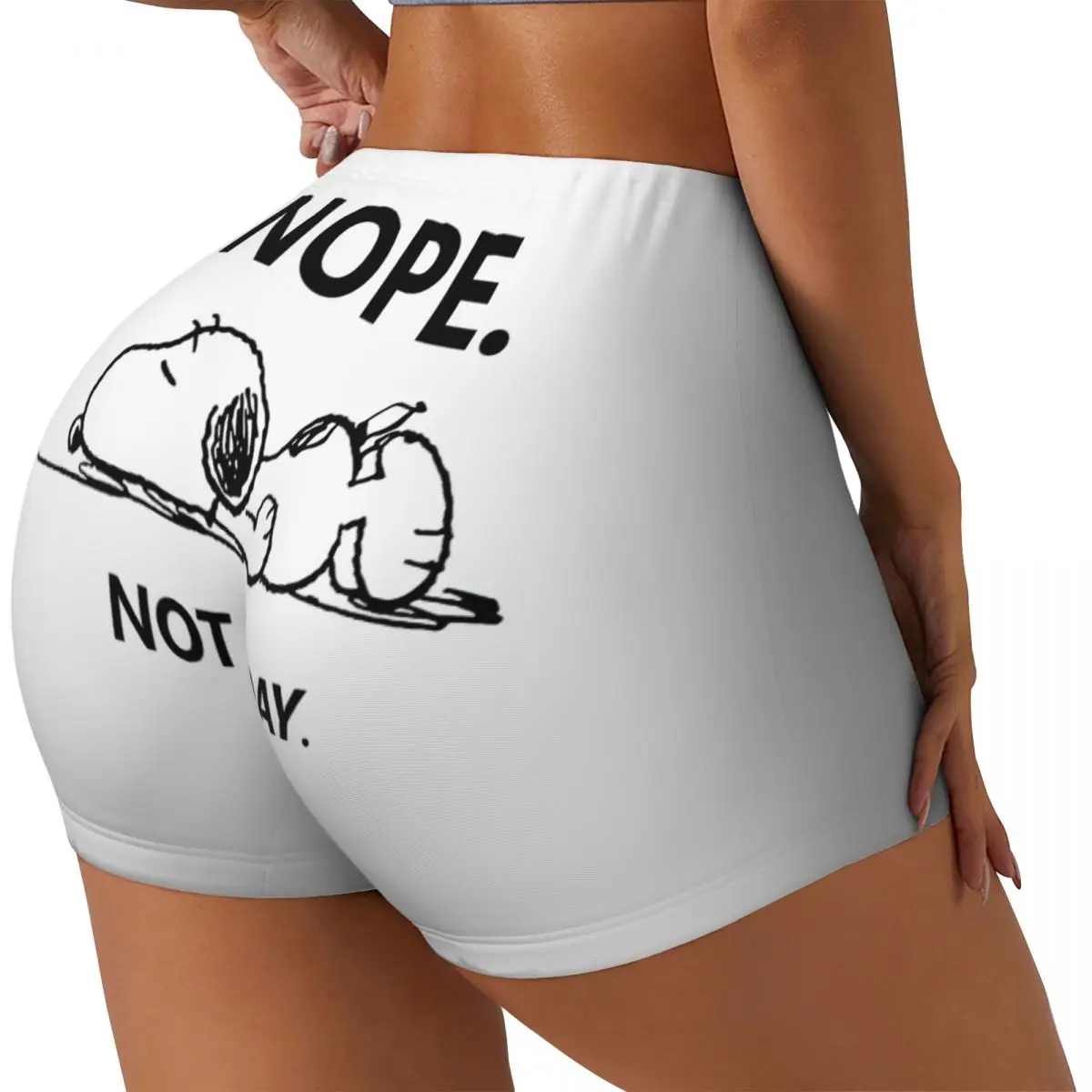 Snoopys Nope Not Today Biker Running Workout Shorts Women Athletic Gym Yoga Shorts